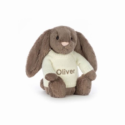 Jellycat Bashful Truffle Bunny with Cream Jumper USA | 06859QRND